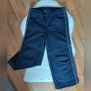 J Brand dark wide leg cropped denim with side stripe
